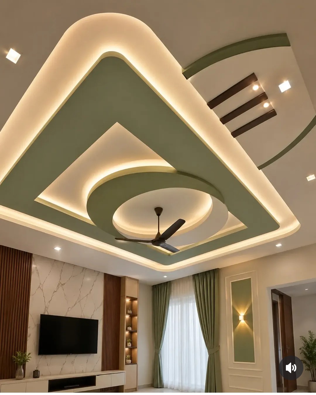 Modern gypsum false ceiling with LED lighting